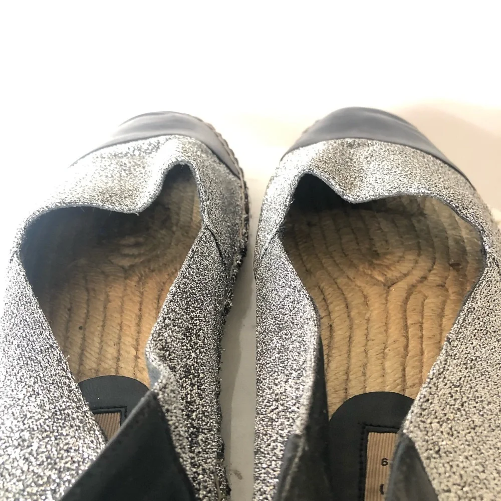 Zara Black and Silver Slip-On Espadrilles